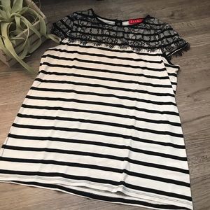 Elle Striped and Lace Block Shirt